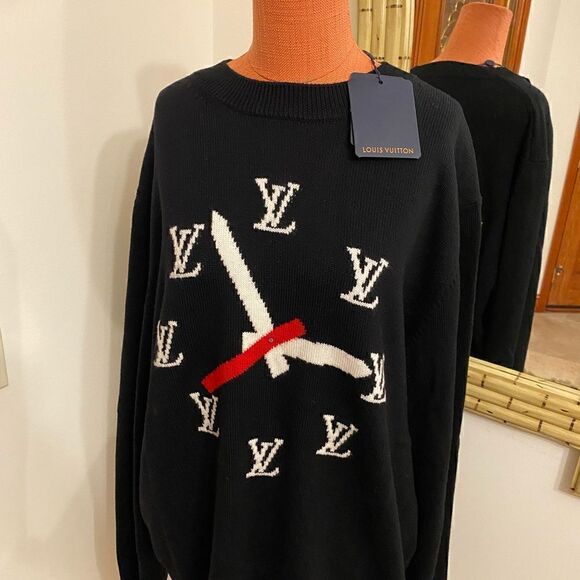 Men’s Louis Vuitton clock intarsia pullover size 4XL made in Italy - Picture 2 of 12